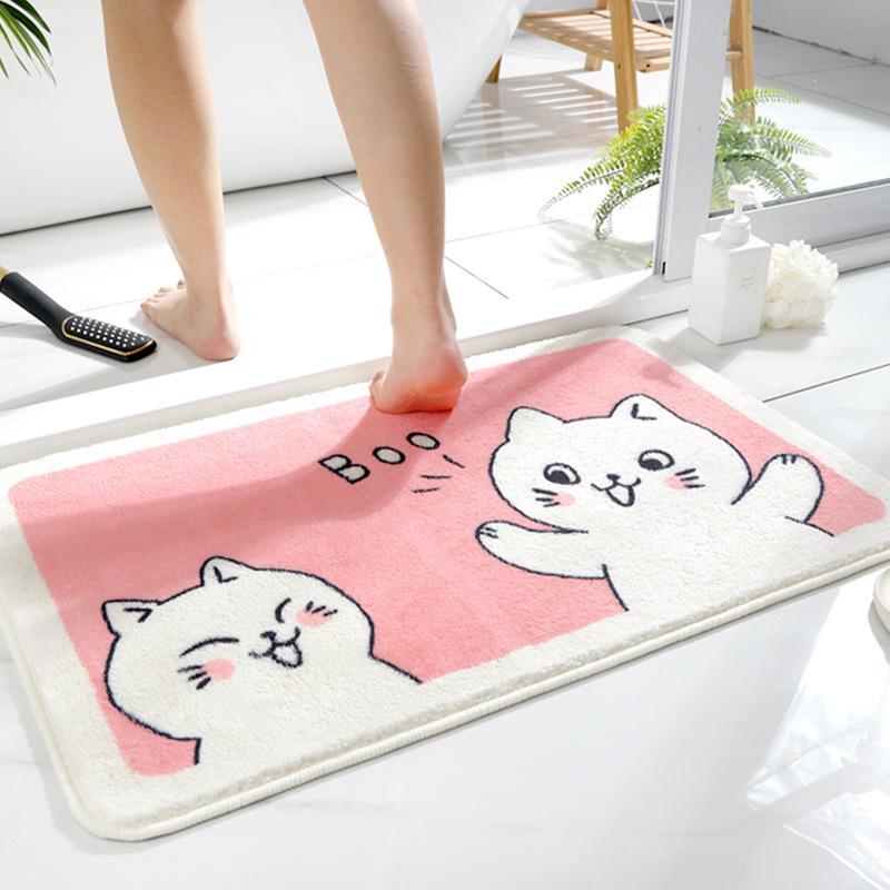 Cartoon Cashmere Floor Mat Entry Door Mat Toilet Bathroom Absorbent Plush Carpet Foot Mat Thick Carpet Non-slip
