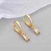 Trendy Rectangular Colored Zircon Earrings for Women - Fashionable and Versatile