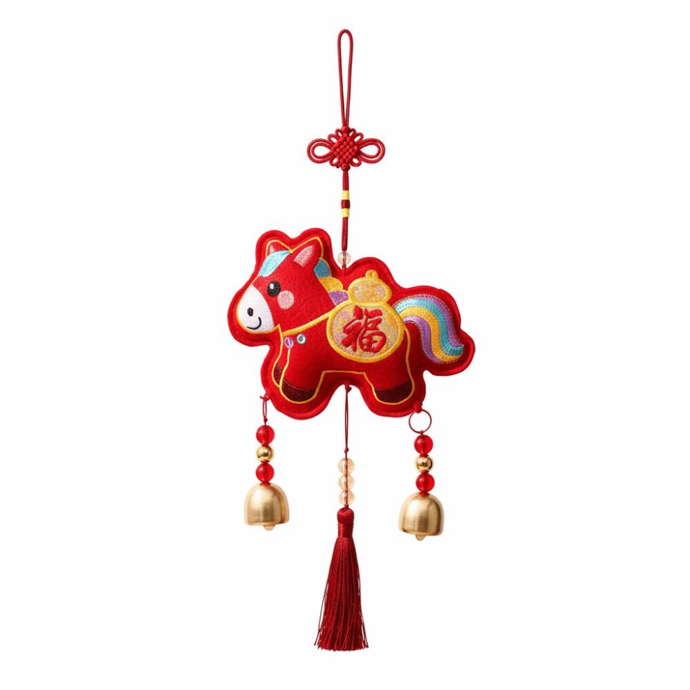 Red Lion Dance Pendant Horse Embroideried Atmosphere Lucky Pendant Spring Festival Ornaments  Wall