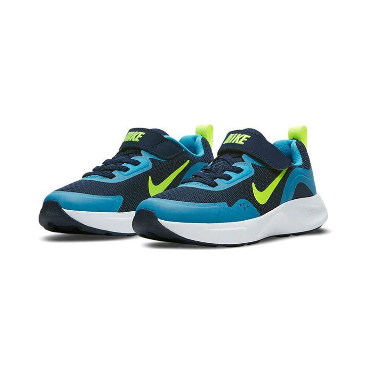Nike Wearallday PS Midnight Navy Volt Детские кроссовки Синие Балтийско-Синие Белые CJ3817-400