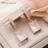 Fashion Cubic Zirconia Rectangle Drop Earrings For Women Elegant Rose Gold Color Jewelry Daily Accessories