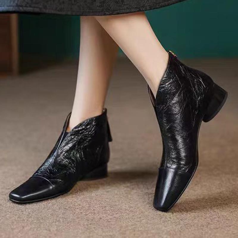 Женские ботильоны с острым носком, элегантные кожаные туфли на среднем каблуке, новый бренд 2025 года, зимние дизайнерские туфли-лодочки Botas De Mujer