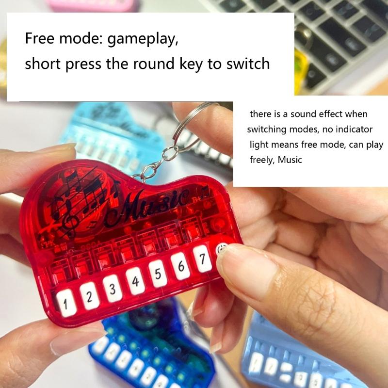 Playable Miniature Piano Keychain Toy For Children Portable Musical Instrument With LED Light Safe Plastic Design
