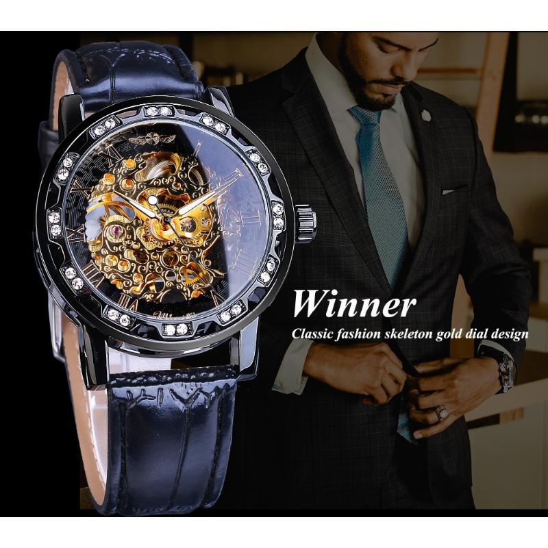 Winner Watch Мужская мода Досуг Классические популярные механические часы со стразами