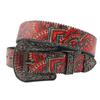 Европейский и американский хип-хоп красный узор стразовый принт ремень, оригинальный панк-тренд ремень из искусственной кожи