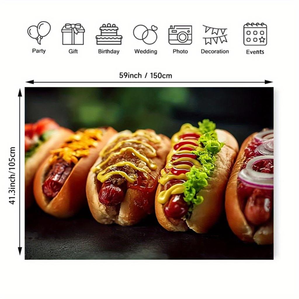 2D flat surface 1-piece set of delicious hot dog celebration background suitable for decoration of parties