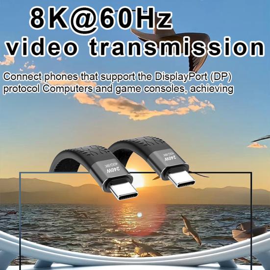 Кабель для передачи данных Type C PD 240 Вт Кабель для быстрой зарядки 8K 60 Гц Поддержка видео 40 Гбит/с Кабель для передачи данных для ноутбука телефона монитора
