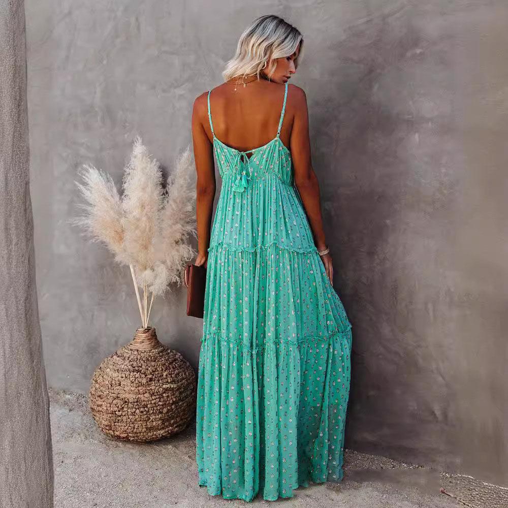 Fitshinling V-образный вырез Boho летнее длинное платье праздничное пляжное парео спагетти бретельки сексуальные макси платья женская одежда богемные платья