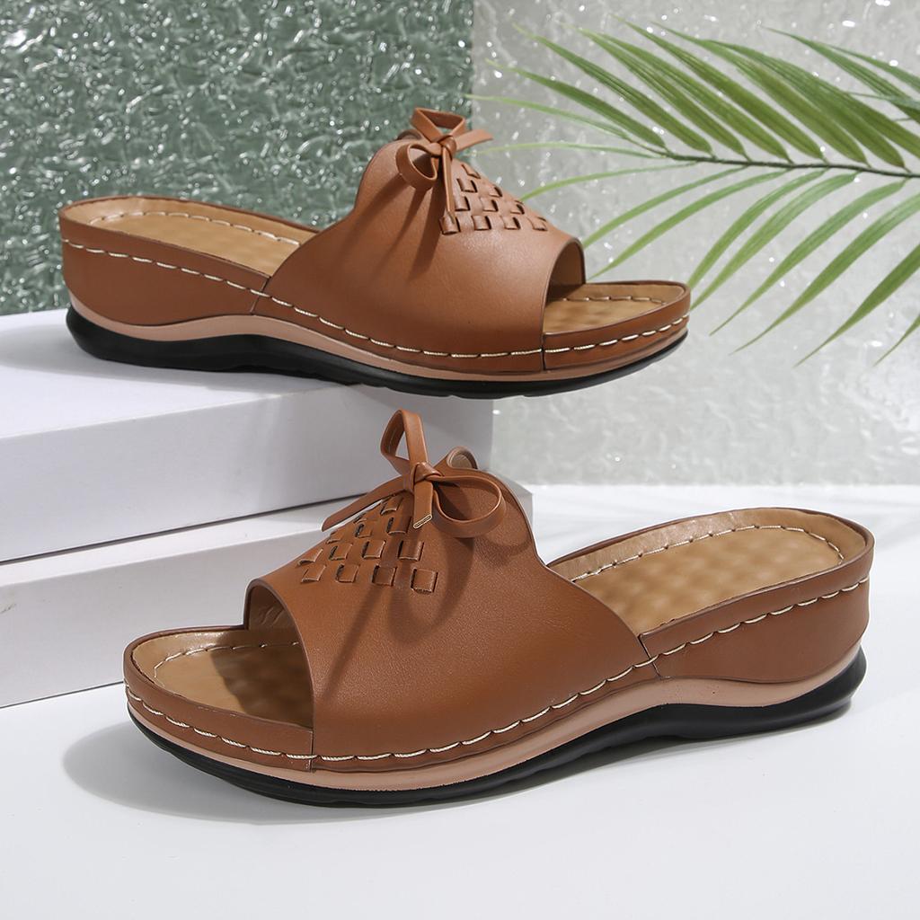 2025 Fish Mouth Open Toe Flip-flops Women's Non-slip Wedge Comfortable Plus Size Slippers