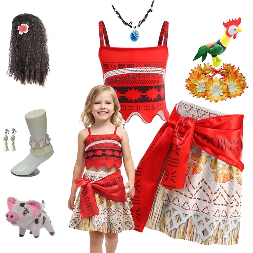 Newest Movie Princess Moana 2 Dress Girls Cosplay Vaiana Carnival Party Ocean Adventure Costume Kids Fancy Clothes Outfit