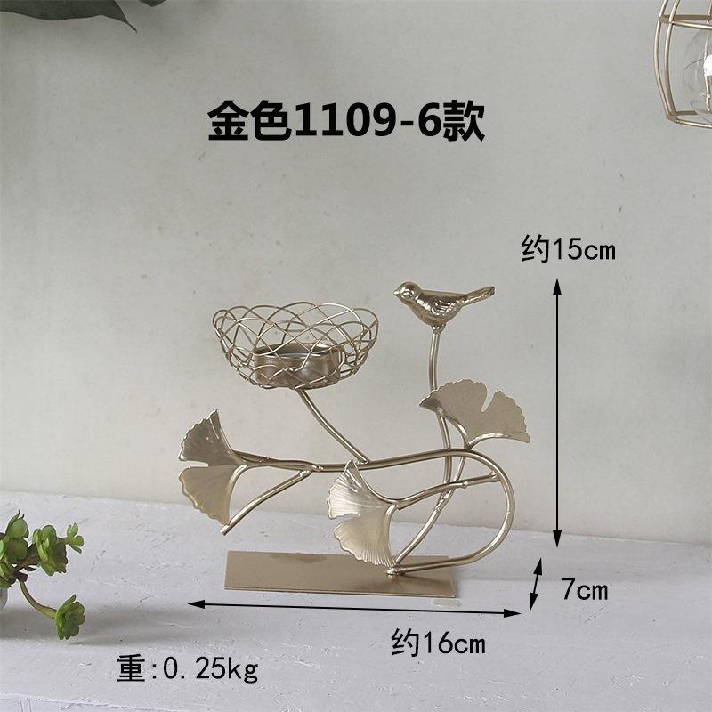 Golden Iron Art Bird's Nest Candlestick Bird Candle Holder Ornament Candle Tray Home Dining Table Creative Romantic Candle Stand