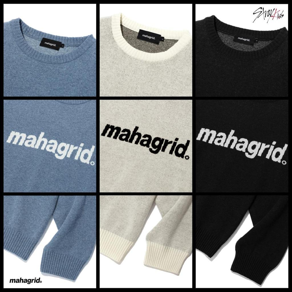 Stray Kids Коллаборация Stray Kids и Mahagrid, ТРИКОТАЖНЫЙ СВИТЕР С ЛОГОТИПОМ BASIC