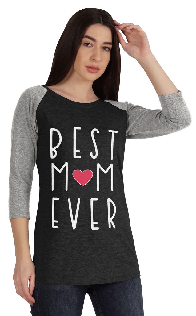 Inkmeso Best Mom Ever Tshirt Raglan Sleeve Mother  s Day Gift Tops Moms Shirt