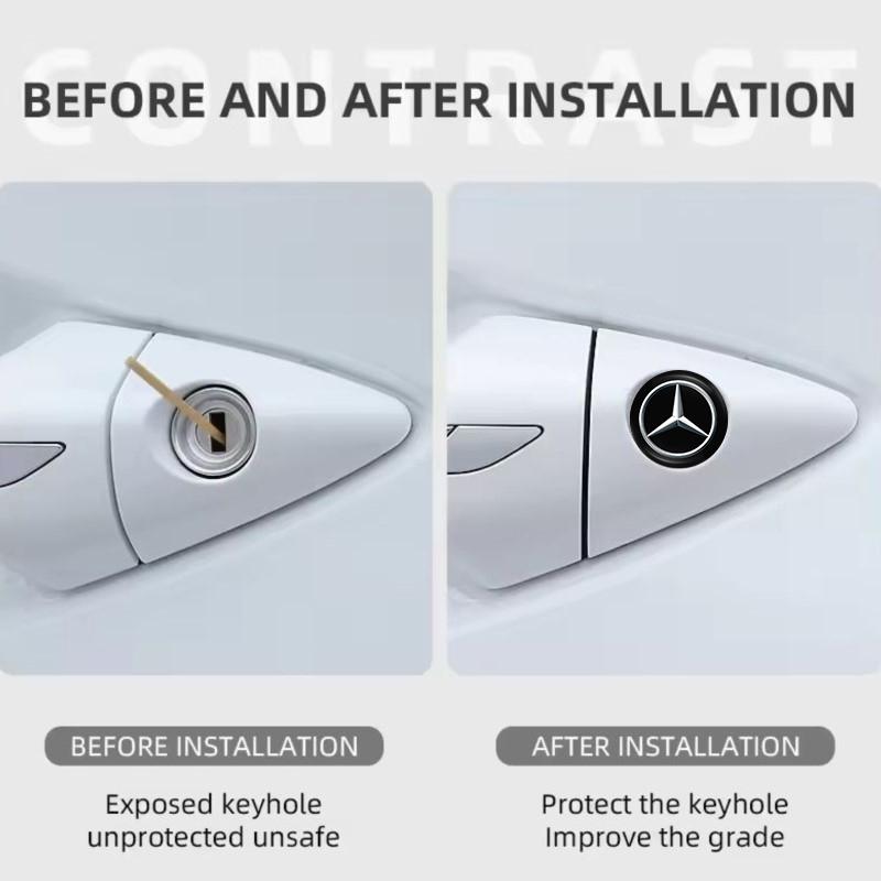 WLX4 Car Emblem Lock Keyhole Decoration Protector Sticker For Mercedes Benz A C E AMG W203 W205 W206 W211 W220 W212 W201 W210 E300