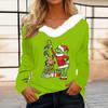 Women's T Shirt Tee Christmas Shirt Long Sleeve Party Christmas Fleece Collar V Neck Top