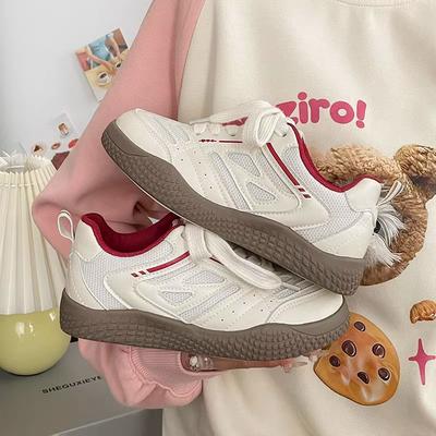 Dexun обувь из двойной сетки уродливая милая осенняя новинка шик ниша дышащая спортивная Форрест Гамп маленькие белые туфли плоская подошва круглый носок