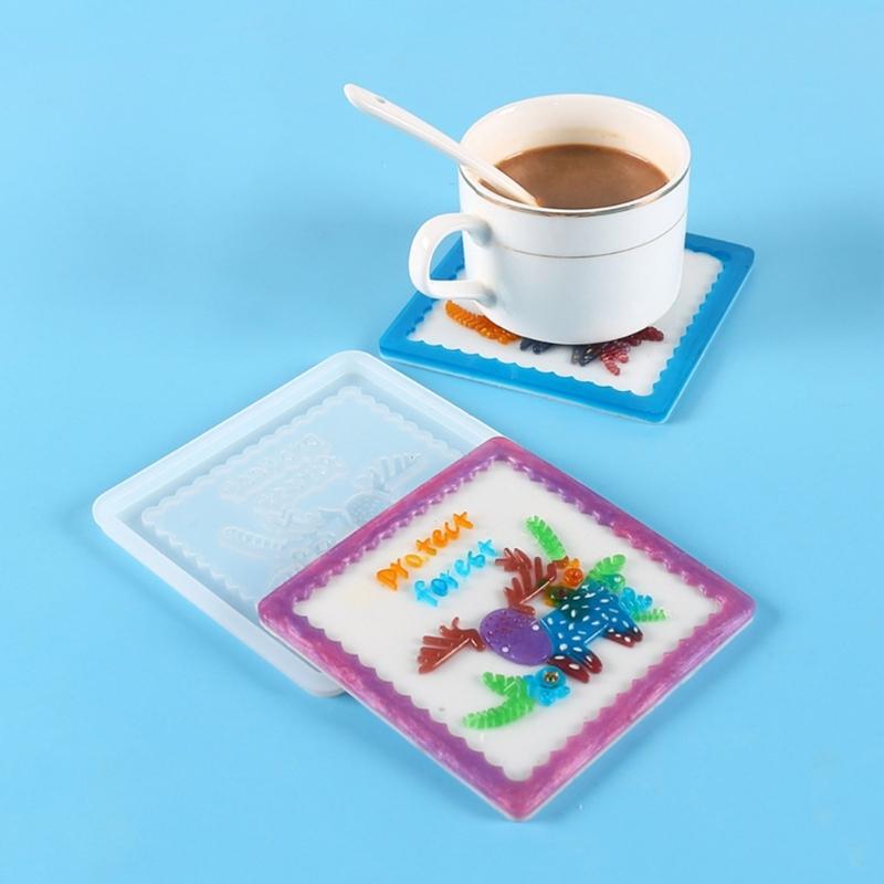 Формы для подставок под стаканы с животными, силиконовые формы для подставок под стаканы, квадратная форма для литья под стаканы из эпоксидной смолы, настенное искусство, домашний декор