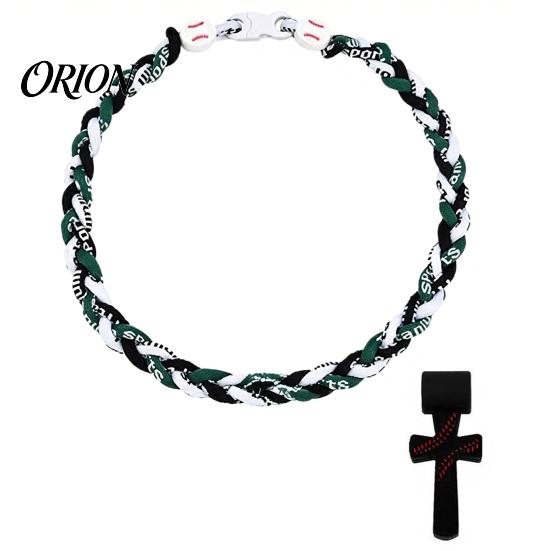 Stainless Steel Crossroads Pendant Triple-Rope Baseball Necklace, Braided Rope Design Necklace with Crossroad Pendant, Team Spirit Gift Sports