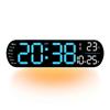 Large Digital LED Wall Clock with Atmosphere Light Wall-mounted Adjustable Brightness Remote Control Electronic Alarm Clock