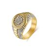 Хип-Хоп Полностью Алмазное Кольцо из Титановой Стали Позолоченное 18K Золотом Мужское HIPHOP Персональность Гаечный Ключ Ювелирные изделия