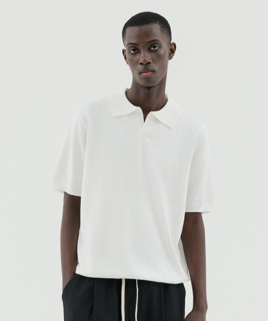 TRADCLUB [2Pack] Soft Open Collar Short Sleeve Knit (4 Colors) (Type A)