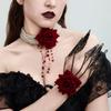 Кисточка Барокко Роза Ожерелье Кольца для ногтей с браслетом Напальчник Браслет Женщины