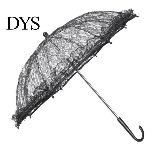 Fashionable Daily Travel Parasol Vintage Gothic Lace Umbrella, Black Bridal for Halloween Elegant Hollow Embroidery Umbrella Witch Cosplay,