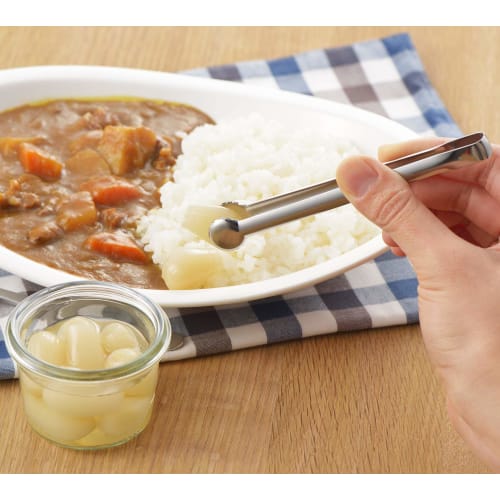 Yoshikawa YJ2816, Made In Japan, 12.5cm Tongs, Suitable for Small Bottles, Serving Tongs, Silver