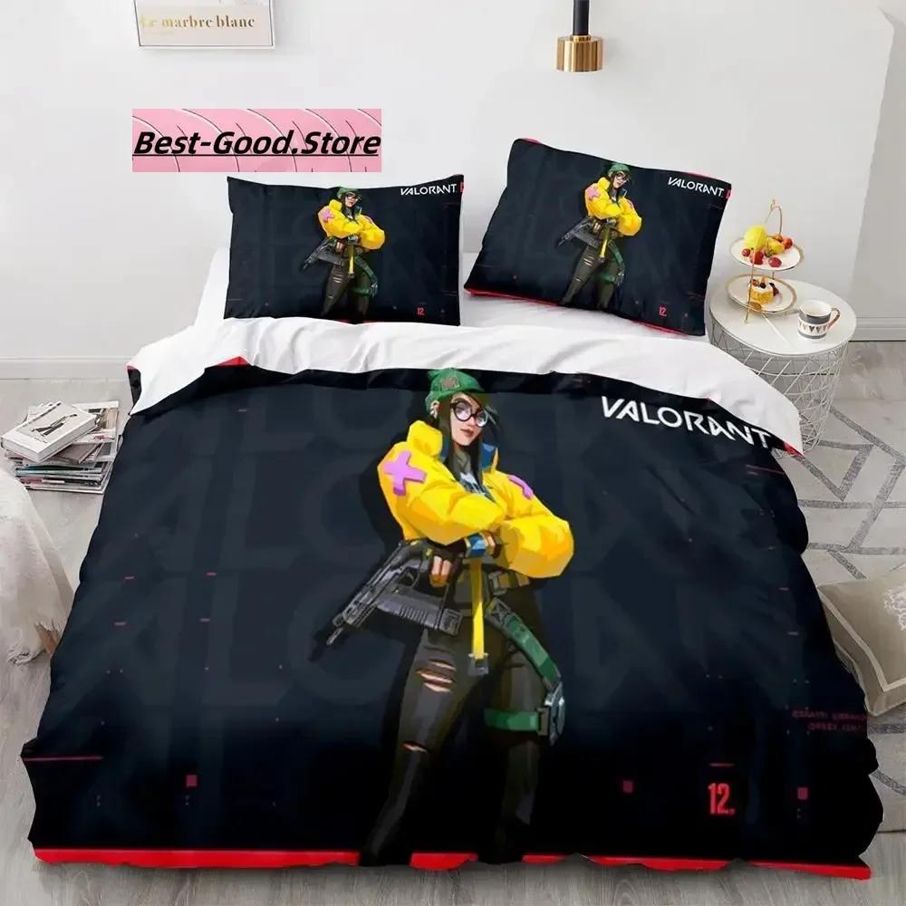 Игровой комплект постельного белья Valorant Односпальный Двуспальный Полный Королевский Размеры Размеры Комплект постельного белья Для взрослых Детей Спальня Комплекты пододеяльников 3D Печать Аниме 039