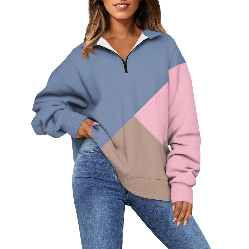 Женская модная толстовка с длинным рукавом и принтом в полоску с отворотом на молнии