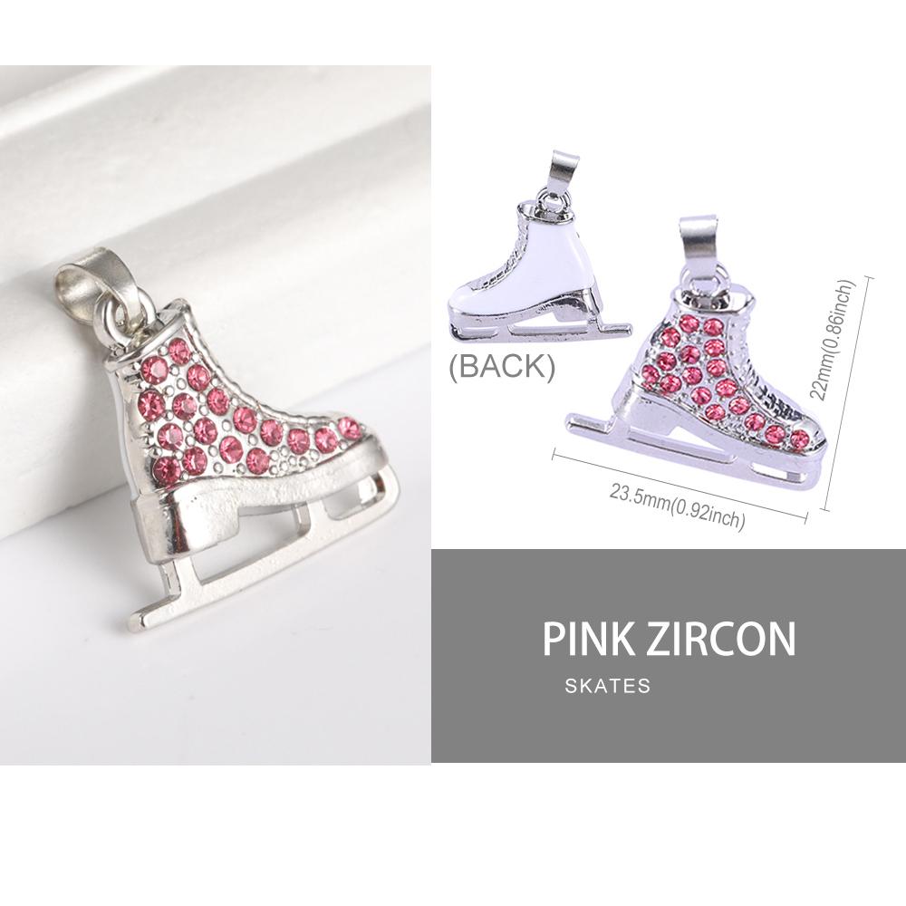 Rhinestone Ice Skating Charm for Necklace Bracelet Keychain Jewelry Making Metal White Enamel Pendants Accessories