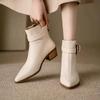 Square Heel Pointed Toe Elegant Modern Boots Shoes Female 2024 Ankle Appliques Back Zip Winter Low Heel Outdoor Women's Boots
