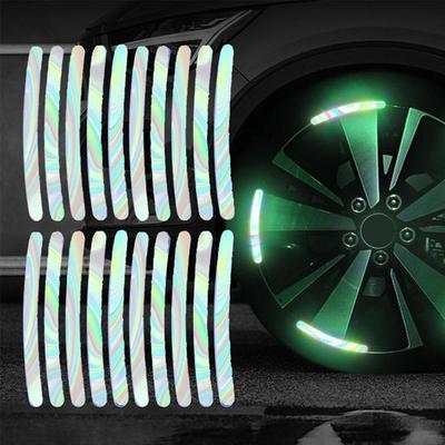 Светоотражающая наклейка на обод автомобильной шины, светоотражающая полоса для предупреждения о безопасности в ночное время, наклейки-светоотражатели на ступицу колеса мотоцикла, велосипеда, автомобиля, 20 шт.