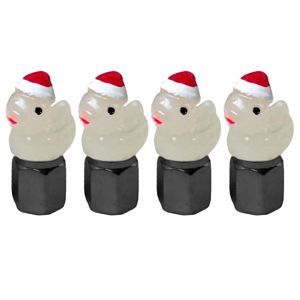 4Pcs Christmas Duck Glow in The Dark Tire Valve Caps Auto Tire Valve Stem Caps Tire Air Valve Caps for Cars Motorcycles Bicycles
