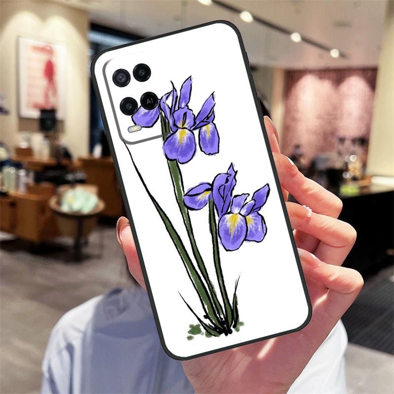 Фиолетовый ирис Цветок Акварельный Чехол Для Oppo A94 A54 A40 A60 A80 A98 A78 A18 A38 A58 A16 A76 A96 A17 A77 A74 A57S A15 Обложка