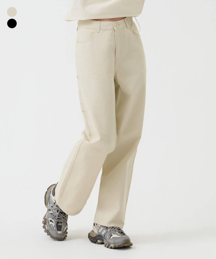GROOVE RHYME Women'S Twill Cotton Non-Stretch Semi-Wide Pants (Lrtscnw575M)