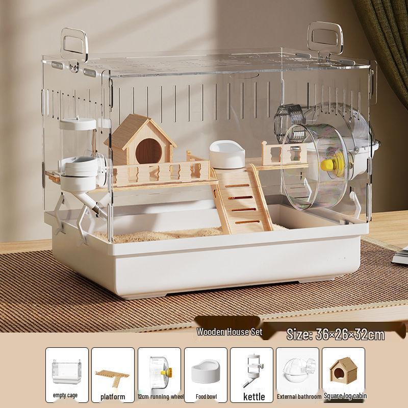 Роскошная акриловая клетка для хомяка: Большая, прозрачная, вилла с защитой от укусов для золотистых хомяков