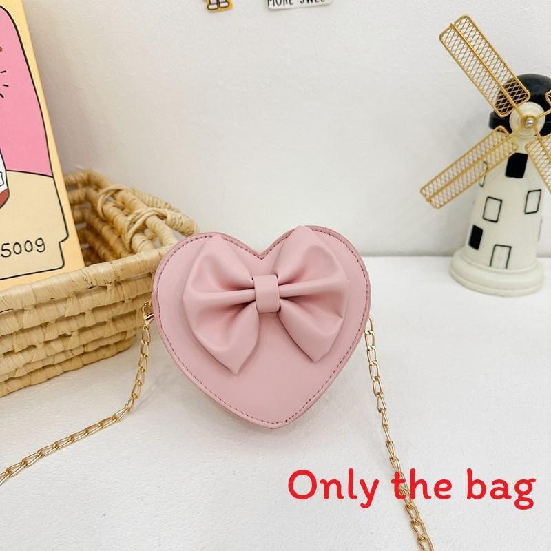 Solid Butterfly Knot Color Heart Shaped Children Crossbody Bag For Use Daily