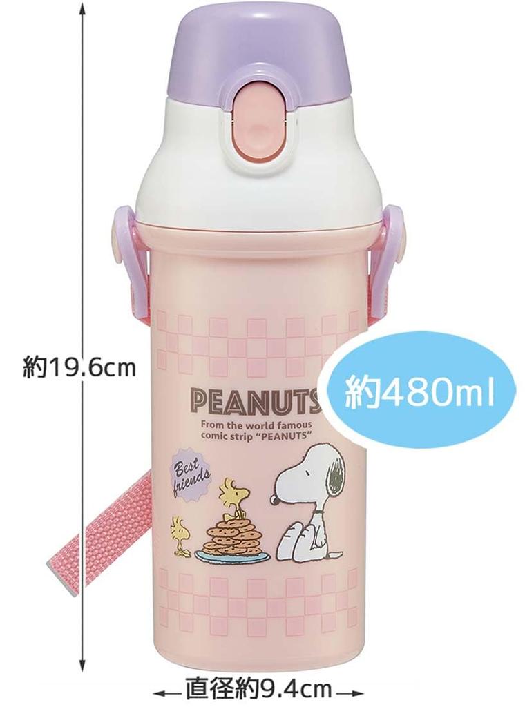 Skater Бутылка для воды 480 мл, антибактериальный пластик, подходит для детей, легкая, Snoopy 80s Cafe, сделано в Японии, детская PSB5SANAG-A