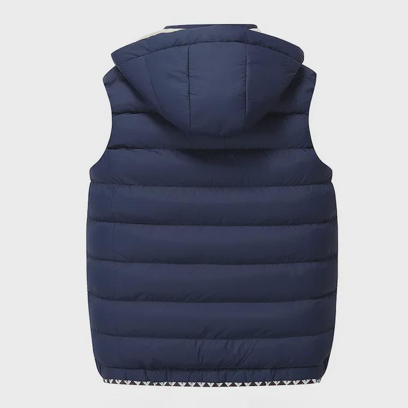 Мужской однотонный жилет из хлопка с капюшоном - модный молодежный кардиган