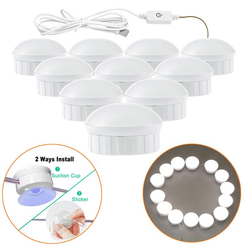 LED Makeup Mirror Light Bulbs USB Hollywood Vanity Make Up Mirror Lights Bathroom Dressing Table Lighting Dimmable LED Wall Lamp