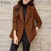 Women Casual Flat Collar Long Sleeve Thin Cardigan Blazer