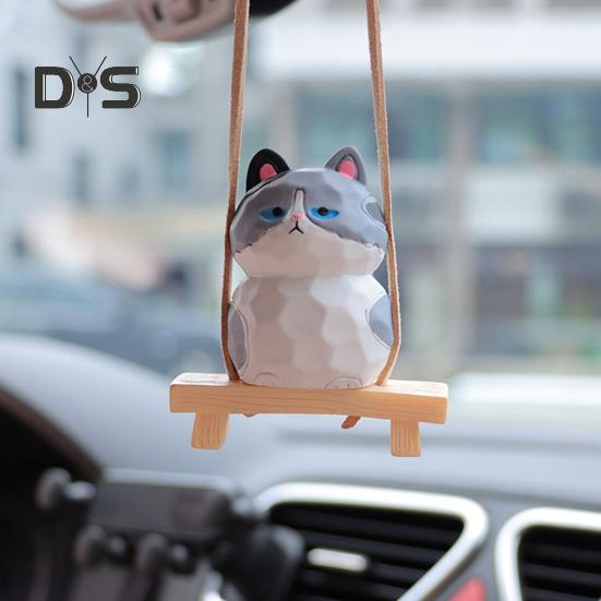 Подвесное украшение для автомобиля в виде кошки, мультяшный кот, зеркало заднего вида, воздушный шарм, милый кот, украшение для интерьера для любителей кошек