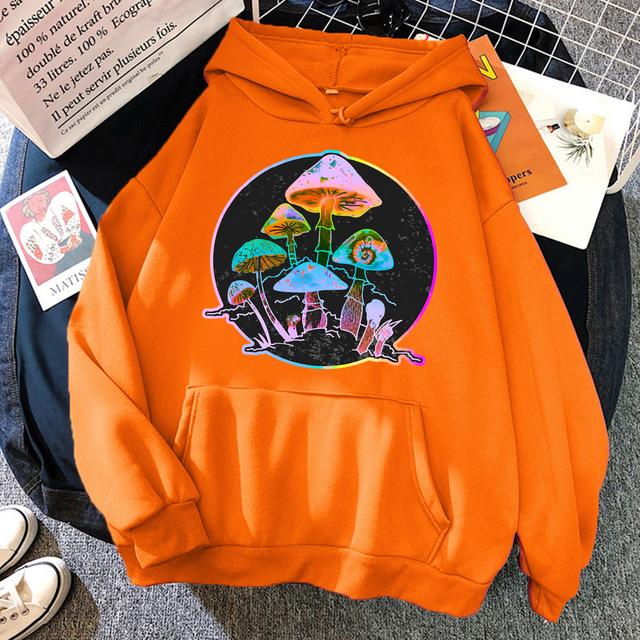 Garden of Shrooms красочный неоновый принт унисекс/женская хлопковая толстовка с капюшоном повседневный пуловер большого размера Популярная толстовка трендовая одежда унисекс