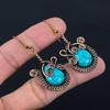 Attractive Turquoise Gemstone Handmade Pure Copper Wire Wrapped Earrings Jewelry