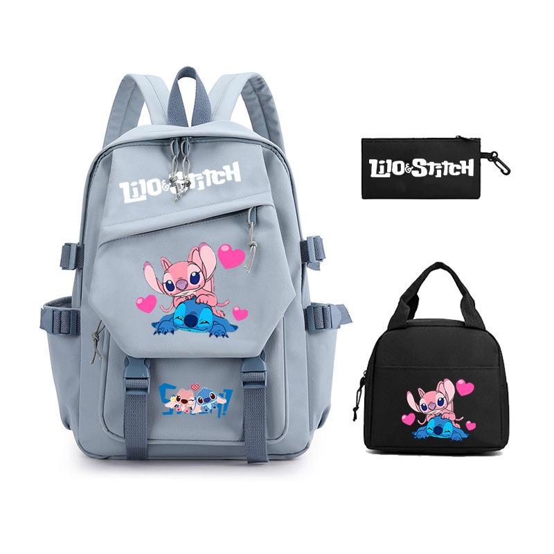 Children'S Backpack Cartoon Printed Student School Bag Lunch Bag Casual Pencil Bag Set