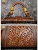 Johnature Роскошная сумка, винтажная кожаная сумка ручной работы с резной женской сумкой, универсальные женские сумки на плечо и через плечо