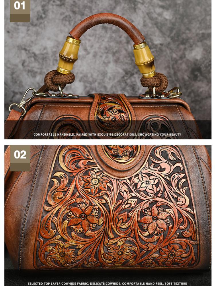 Johnature Роскошная сумка, винтажная кожаная сумка ручной работы с резной женской сумкой, универсальные женские сумки на плечо и через плечо
