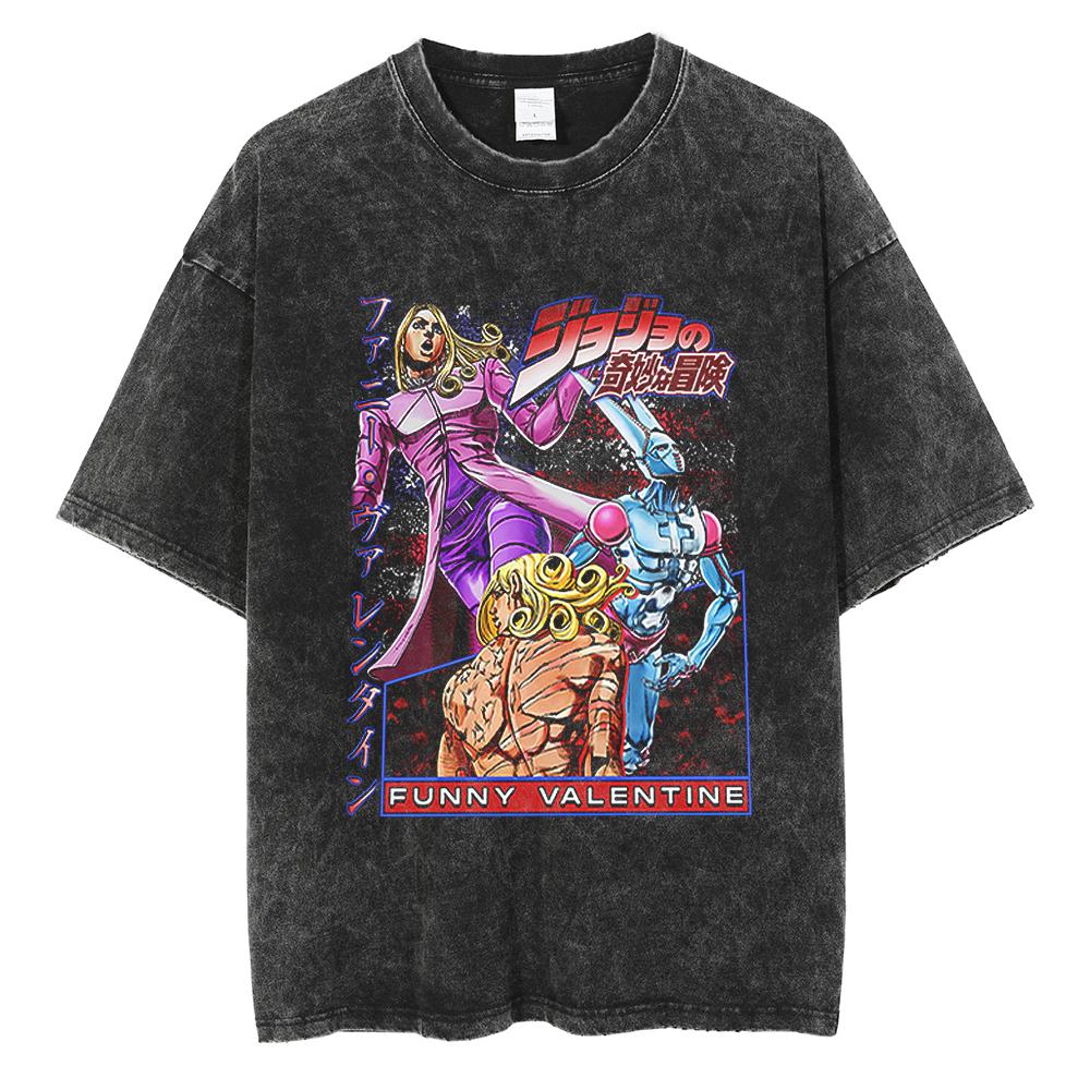 JoJo's Bizarre Adventure Аниме Одежда Дио Графическая Стиранная Футболка Мужская Винтажные Хлопковые Футболки Родитель-Ребенок Повседневная Футболка