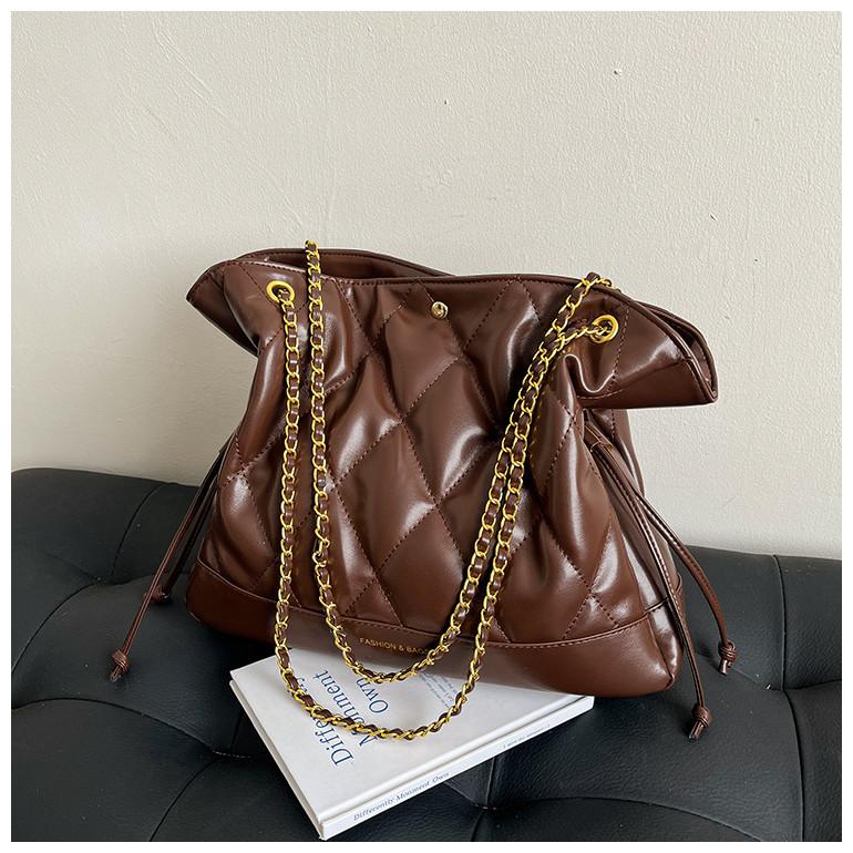 Ielgy Diamond Chain Large Capacity Autumn Winter Casual Shoulder Messenger Bag Work Commuter Tote Bag